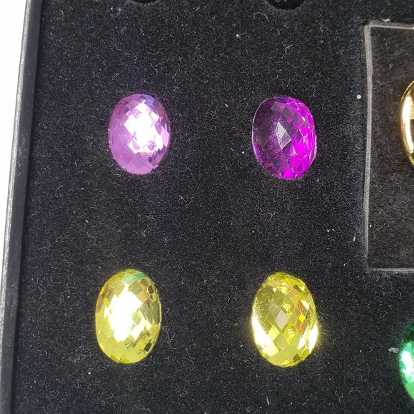 Vintage Signed Joan Rivers Set of 9 Interchangeable Cabochon Clip On Earrings - Picture 4 of 12